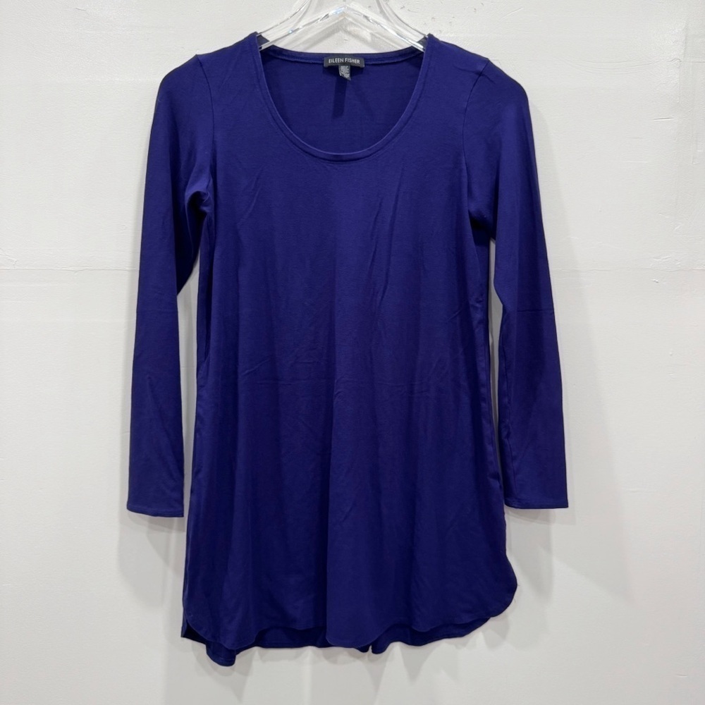 Eileen Fisher Dark Purple Long Sleeve Tunic Top Small